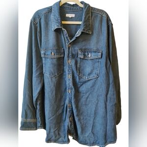 2XL Good American Blue Denim Oversized Button-Up Shirt Plus Size Minimalist
